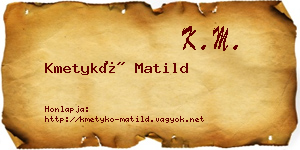 Kmetykó Matild névjegykártya